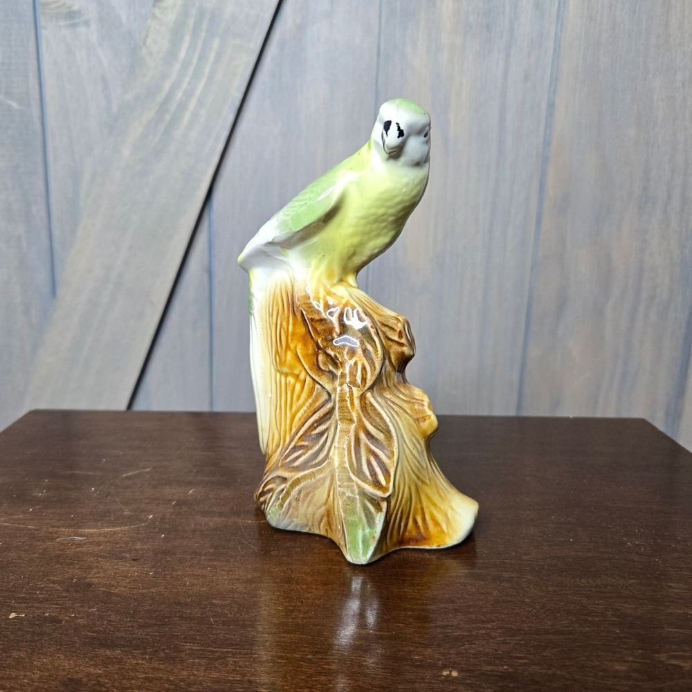 Vintage Japanese Majolica-style Ceramic Parrot Bird c. 1940s - 1950s Vintage